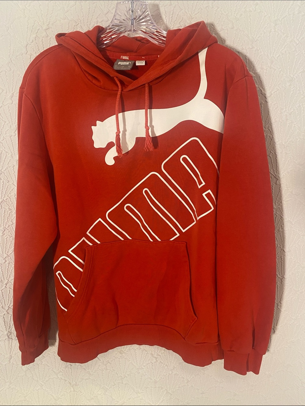 Puma Red Hoodie with White Puma Cat Logo Statement Streetwear